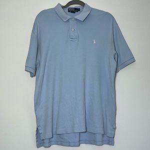 Men’s Large Vintage Polo By Ralph Lauren Powder Blue Pink Pony T-Shirt